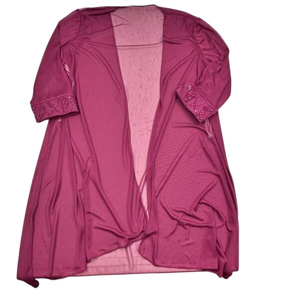 Azazie Maura Mulberry Pantsuit Sequins Chiffon 3- Piece Special Occasion SZ 12 - Picture 3 of 16